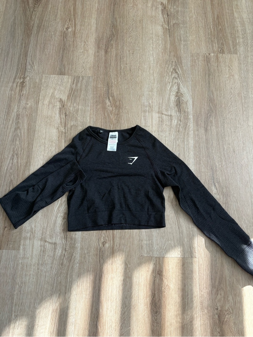 Gymshark Kids Black Long Sleeve Cropped Tee
